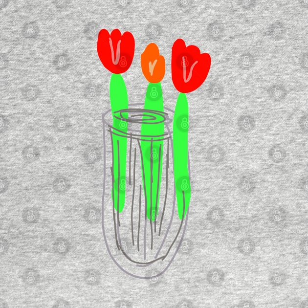 Red orange tulips flower pot vase art design by Artistic_st